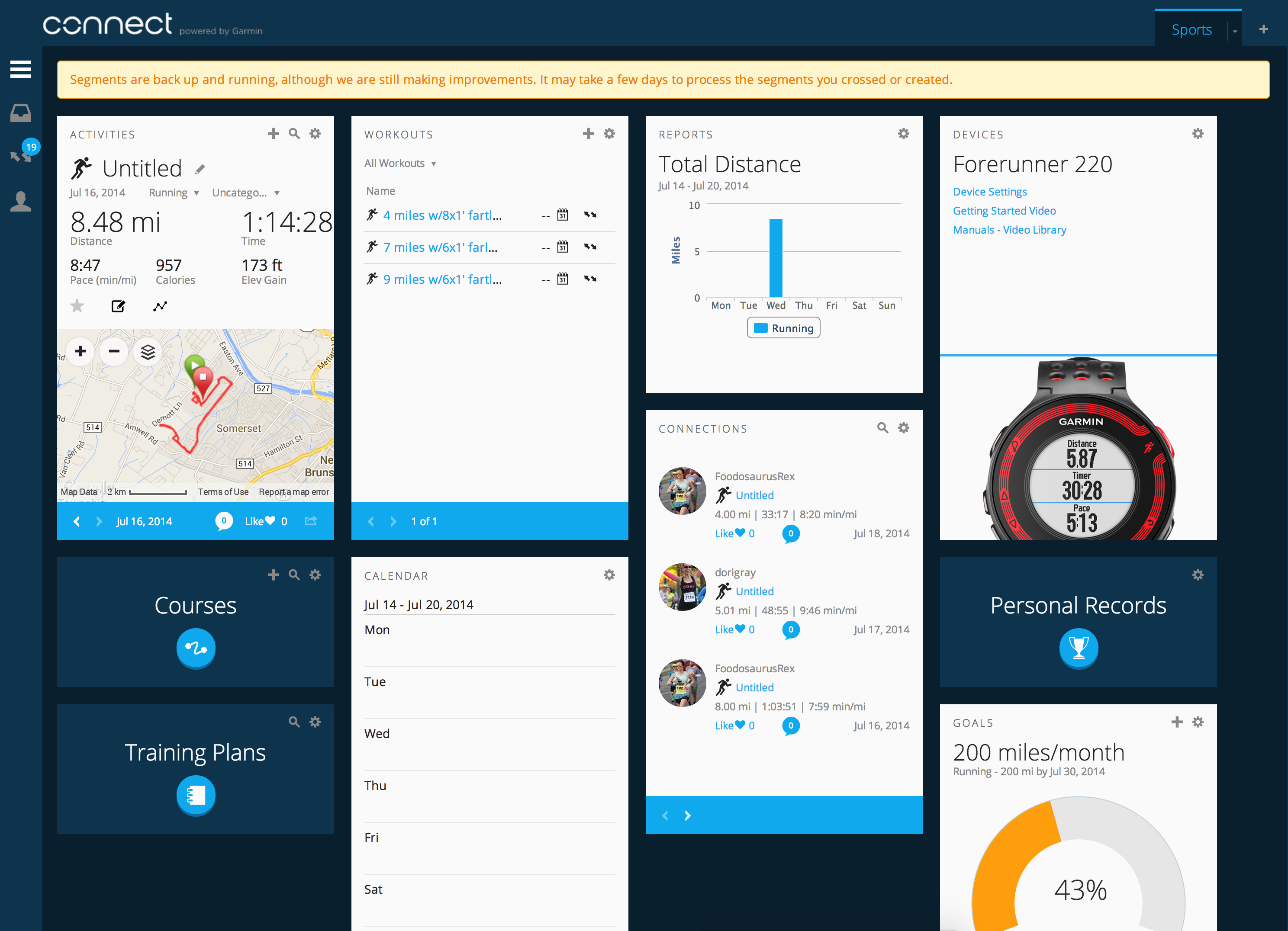 garmin connect and runkeeper