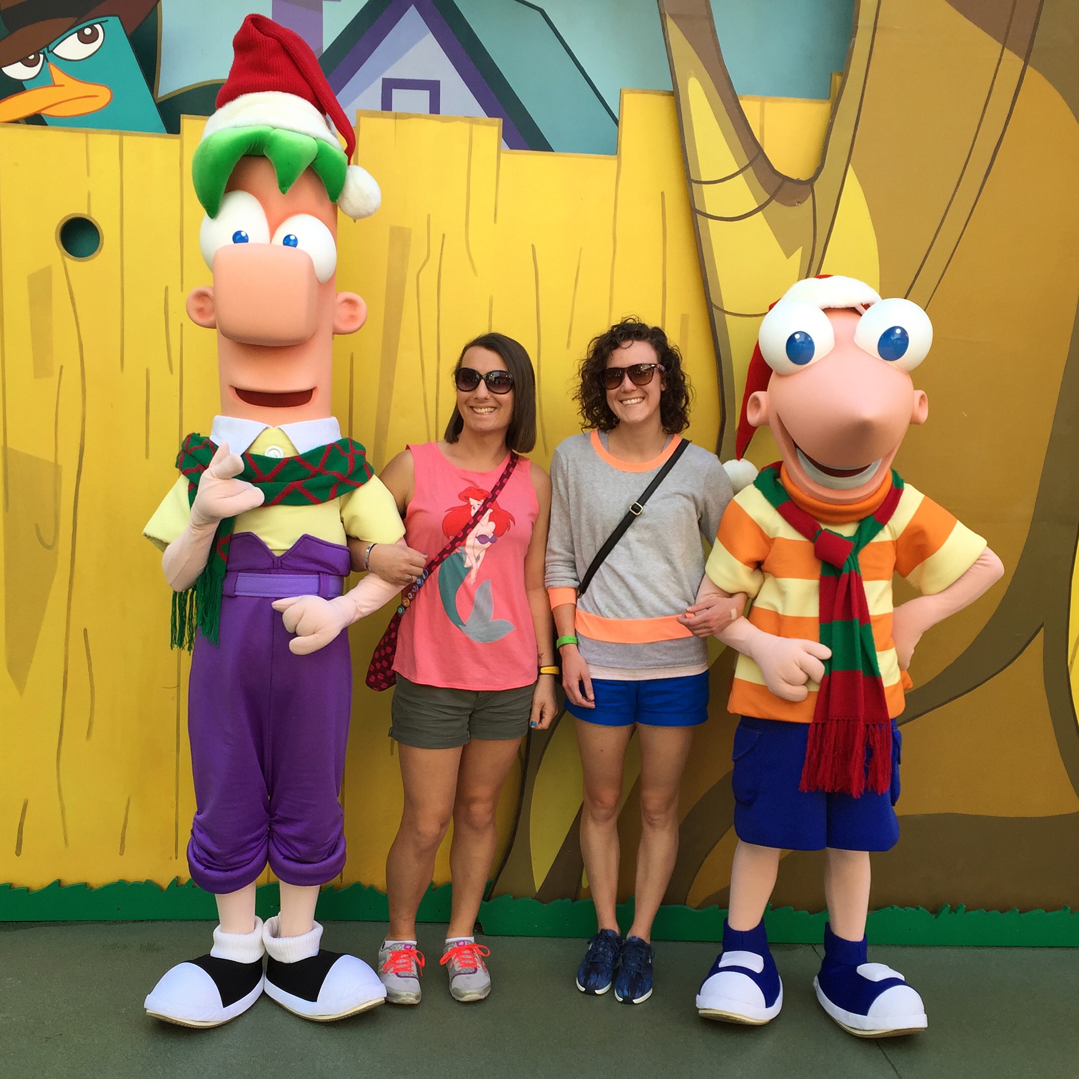 Hanging with Phineas and Ferb on the obligatory Disney trip